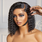 Boho-Chic | Super Bob Bohemian Curly Minimalist HD Lace Glueless C Part Short Wig 100% Human Hair - US Only