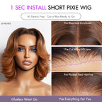 1 SEC INSTALL WIG | Elegant Boss Vibe Short Pixie Cut Ombre Ginger Glueless Minimalist HD Lace Wig Ready to Go Pre-cut Lace