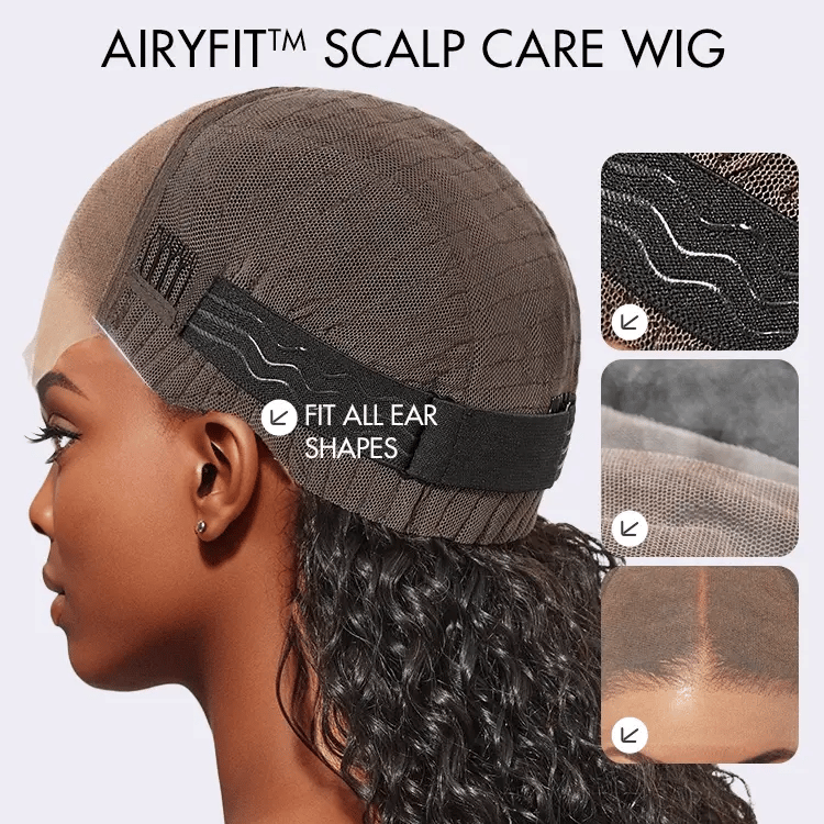 AiryFit™ Scalp Care Wigs - Blonde Highlight Water Wave Snugfit Glueless 5x5 Closure Lace Long Curly Wig Pre-Cut Lace - US Only