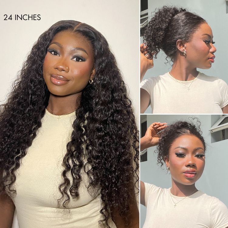 PreMax Wigs | Water Wave Flexi-Fit Invisi Drawstring Cap 360 Lace Long Curly Wig Pre-Cut Lace