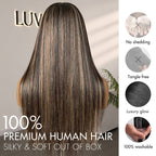 PreMax Wigs - Blonde Highlight Silky Straight 13x4 Frontal Lace Glueless Long Wig Pre-Cut Lace