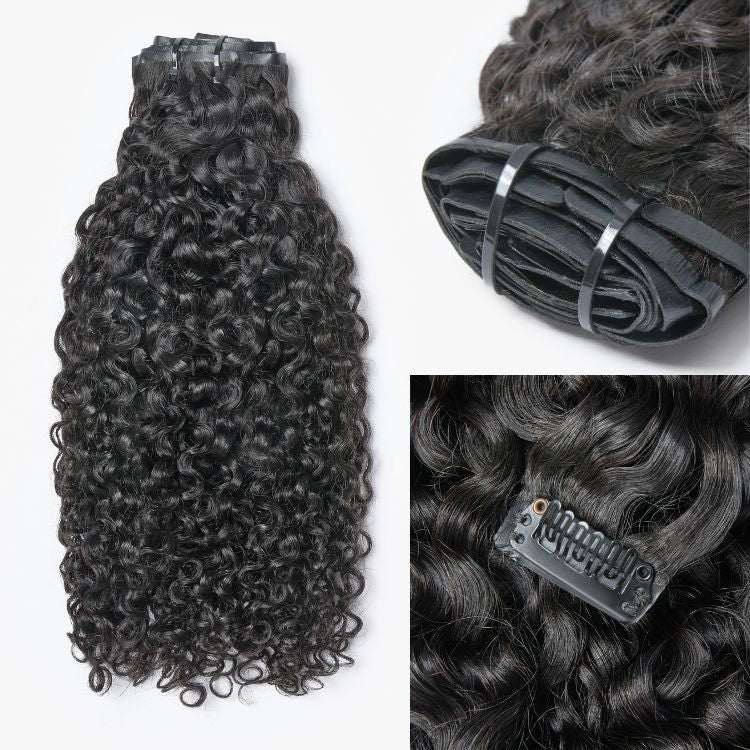 Messy Burmese Curly Seamless Clip in Extensions Real Human Hair Pieces 135g 9pcs / 7pcs with Free Gift