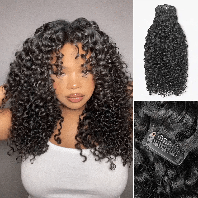 Messy Burmese Curly Seamless Clip in Extensions Real Human Hair Pieces 135g 9pcs / 7pcs with Free Gift