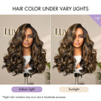 Luvme All-Day Comfort™ Wig 200% Density Brown Highlight Loose Body Wave Glueless Minimalist HD Lace Wig Pre-Cut Lace