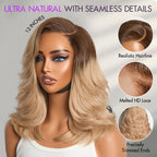 Ombre Blonde Blow Out Layered Cut Wavy Glueless HD Minimalist Lace Wig