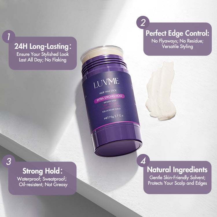 US Only | Hair Wax Stick 24 Hours Lasting for Flyaways. Edge Control. Baby Hair. Non-greasy Styling | LUVME HAIR™