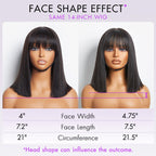 Ash Blonde Highlights with Dark Brown Base Yaki Blunt Cut Bob Wig with Bangs Glueless Minimalist Lace Short Wig