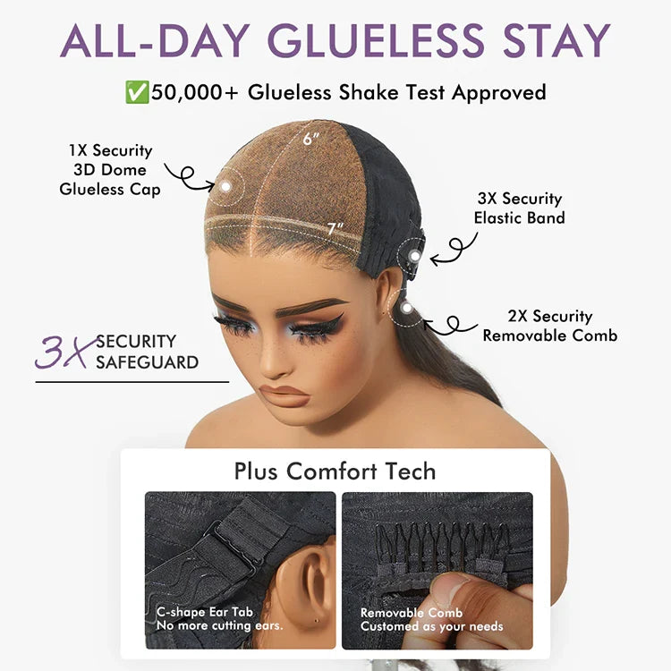 Luvme All-Day Comfort™ Wig Silky Blunt Cut Bob Glueless 7x6 Closure HD Lace Wig Pre-Cut Lace