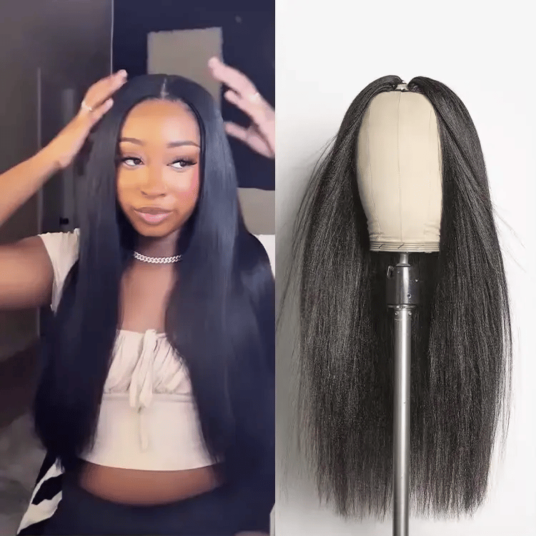 Luvme Too Easy Texture™ Wig 180% Density  Kinky Curly / Yaki Straight Glueless V Part Flexi-Fit Drawstring Wig