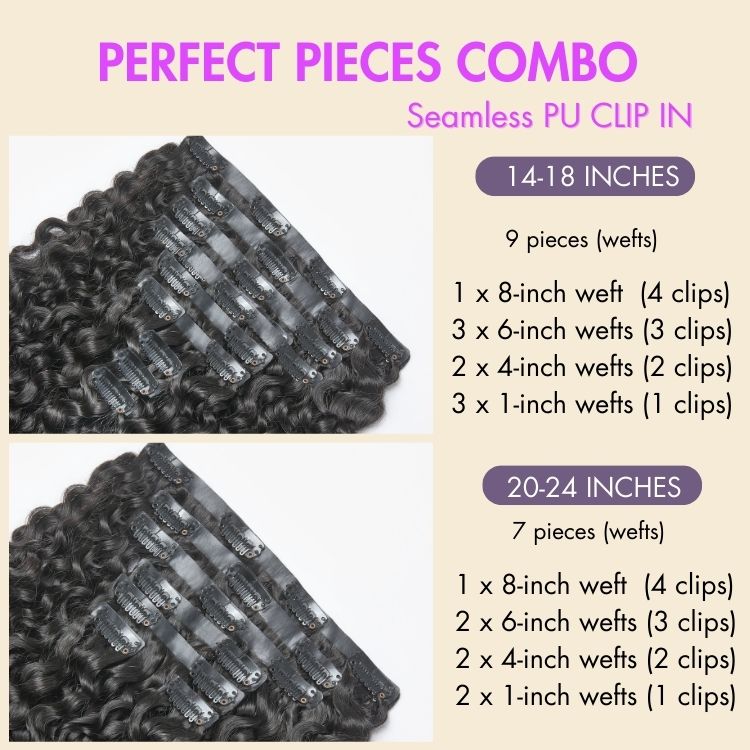 Messy Burmese Curly Seamless Clip in Extensions Real Human Hair Pieces 135g 9pcs / 7pcs with Free Gift