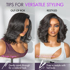 Natural Look Yaki Texture Layered Bangs Bob Wig Glueless Minimalist HD Lace Human Hair Wig Pre-Cut Lace