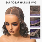 Lightweight & Voluminous Beach Wave Glueless 13x4 Lace Front Short Wig for Summer Pre-Cut Lace