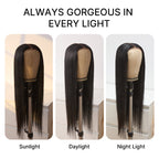 PreMax Wigs | Jet Black Middle Part Silky Straight Glueless 5x5 Closure Lace Wig Pre-Cut Lace