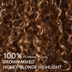 Beginner Friendly Ash Blonde Highlights Water Wave True Scalp Minimalist Lace Glueless Curly Wig with Bangs