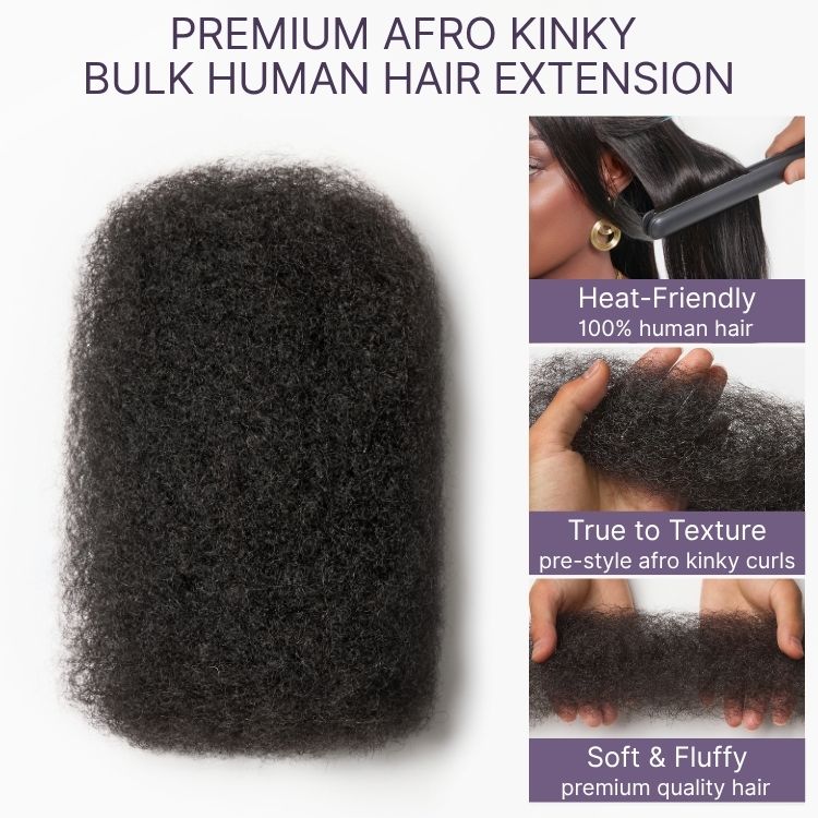 Readitress™ Afro Kinky Bulk Human hair for Dreadlock Extensions. Repair Locs. Twists and Braids