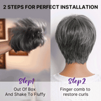 Salt & Pepper 100% Human Hair Short Pixie Cut Glueless Wig with Bangs Ultra Comfort Skin-Like Soft Care Hair Loss Friendly