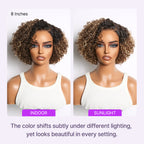 Blonde Highlight Short Cut Kinky Curly Minimalist HD Lace Glueless Wig Pre-Cut Lace