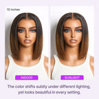 Luvme All-Day Comfort™ Wig Ombre Brown Silky Blunt Cut Bob Glueless 7x6 Closure HD Lace Wig Pre-Cut Lace