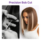 Ash Blonde Highlight Glueless 5x5 HD Closure Lace Bob Wig Pre-Cut Lace Flexi-Fit Drawstring Cap