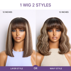 Beginner Friendly Honey Blonde Highlight Yaki Blunt Cut Bob Glueless Minimalist Lace Bob Wig with Bangs