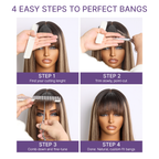 Beginner Friendly Honey Blonde Highlight Yaki Blunt Cut Bob Glueless Minimalist Lace Bob Wig with Bangs