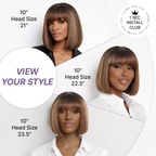 Beginner Friendly Honey Blonde Highlight Yaki Blunt Cut Bob Glueless Minimalist Lace Bob Wig with Bangs