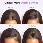 Luvme All-Day Comfort Wig 180% Density Rich Dark Plum Bone Straight with Baby Hair PartingMax Glueless 7x6 Closure HD Lace Wig Pre-Cut Lace