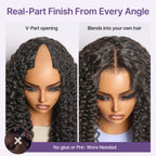 True Scalp Burmese Curly V Part Glueless Human Hair Wig Flexi-Fit Drawstring