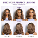 Caramel Brown Highlight Layered Haircut Wavy Glueless HD Minimalist Lace Wig Pre-Cut