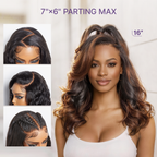 Luvme All-Day Curl Hold™ Premier Grade Hair Ombre Brown Body Wave CuticleAlign™ PartingMax Glueless 7x6 HD Lace Wig Pre-Cut Lace