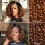 Ready to Go Ombre Brown Water Wave Short Curly Bob Wig Glueless Minimalist HD Lace Wig Pre-Cut Lace