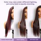 Luvme All-Day Comfort Wig 180% Density Rich Dark Plum Bone Straight with Baby Hair PartingMax Glueless 7x6 Closure HD Lace Wig Pre-Cut Lace