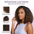 Wear & Go Ombre Brown Fluffy Curly 180% Density Glueless 5x5 Closure HD Lace Wig Pre-Cut Lace