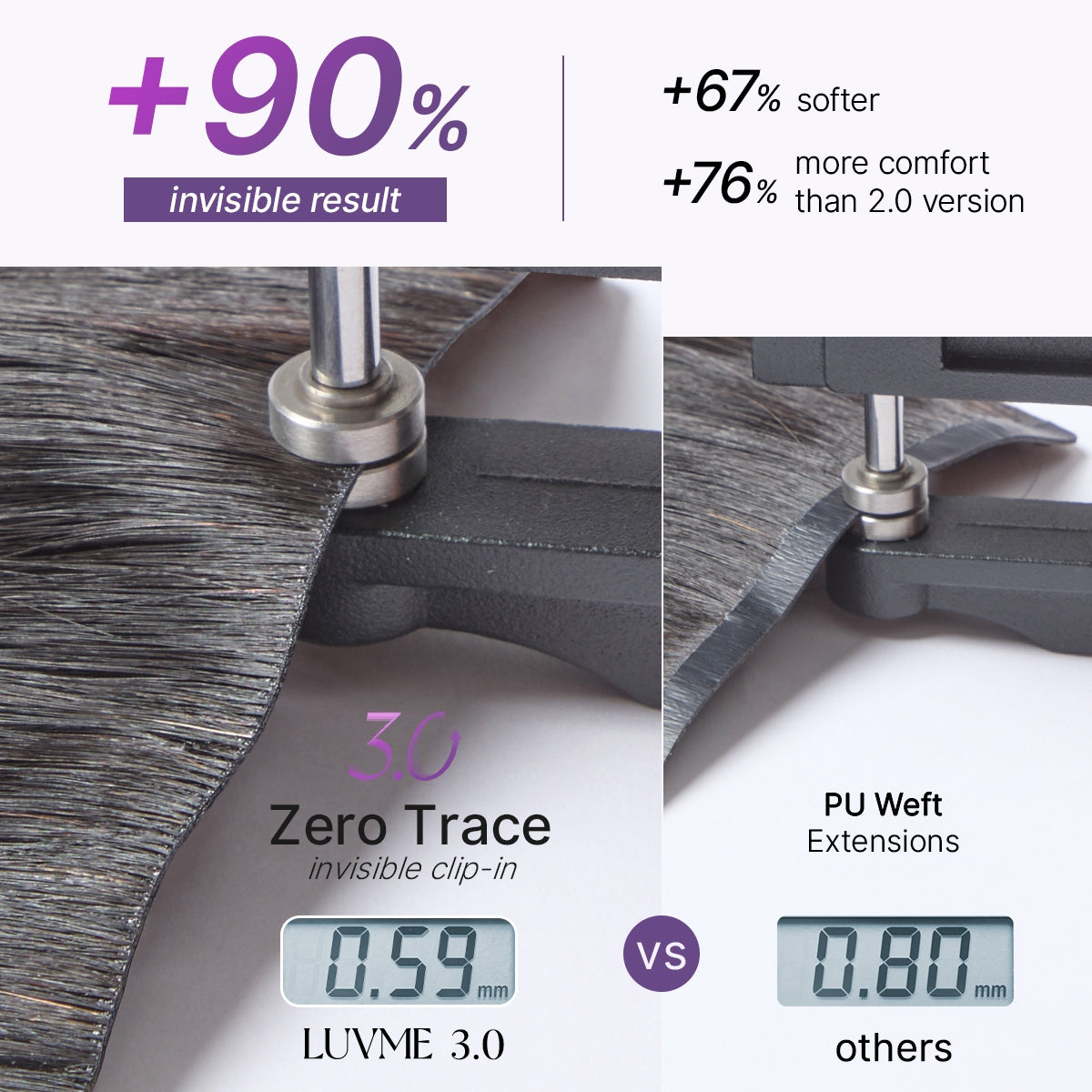Silky Straight 0.59mm Zero Trace Invisible Clip in Hair Extensions 100g 7pcs / 6pcs Seamless Blend & Lightweight for Daily Styling