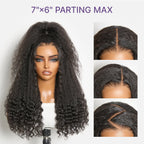 Luvme All-Day Comfort Wig PartingMax Natural Black Kinky Straight to Curly 7x6 Closure HD Lace Glueless Wig Pre Cut Lace