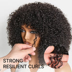 Throw On & Go 200% Density Natural Black Afro Curly No Lace Glueless Short Wig