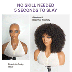 Throw On & Go 200% Density Natural Black Afro Curly No Lace Glueless Short Wig