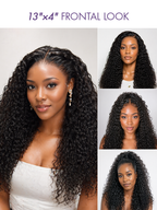 PreMax 180% Density Water Wave Glueless Flexi-Fit Drawstring 13x4 Frontal Lace Fluffy Curly Pre-Cut Lace Wig. 360-Like Design Allows Ponytail & Updo