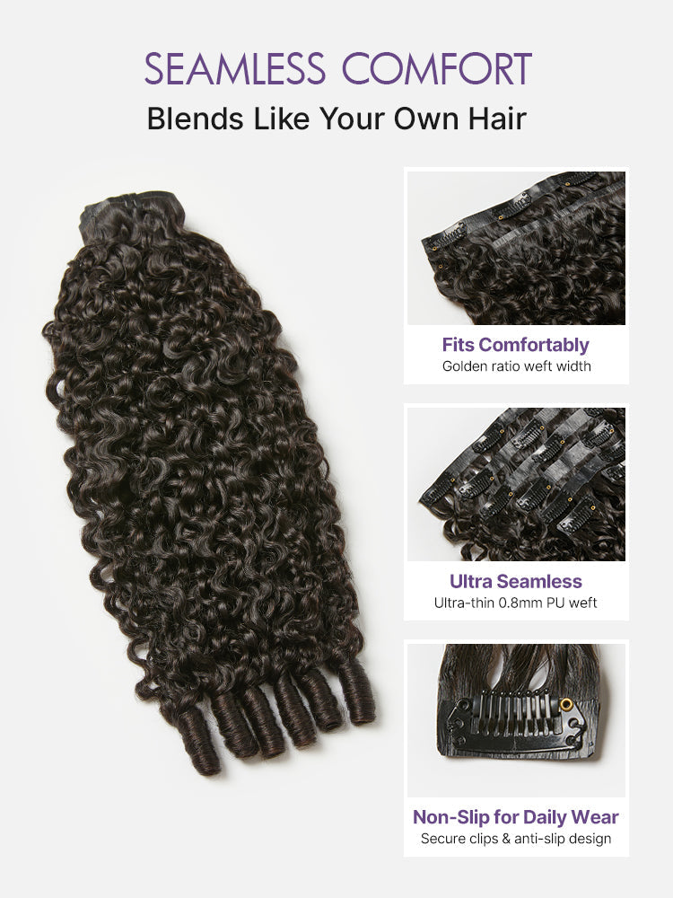 Burmese Curly Finger Coil Ends Seamless Clip in Extensions Real Human Hair Pieces 135g 9pcs / 7pcs with Free Gift