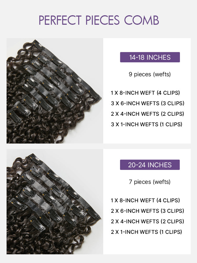 Burmese Curly Finger Coil Ends Seamless Clip in Extensions Real Human Hair Pieces 135g 9pcs / 7pcs with Free Gift