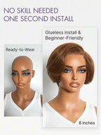 Chestnut Brown Elegant Glueless Minimalist HD Lace Short Pixie Cut Wig with Bangs