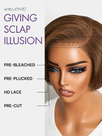 Chestnut Brown Elegant Glueless Minimalist HD Lace Short Pixie Cut Wig with Bangs