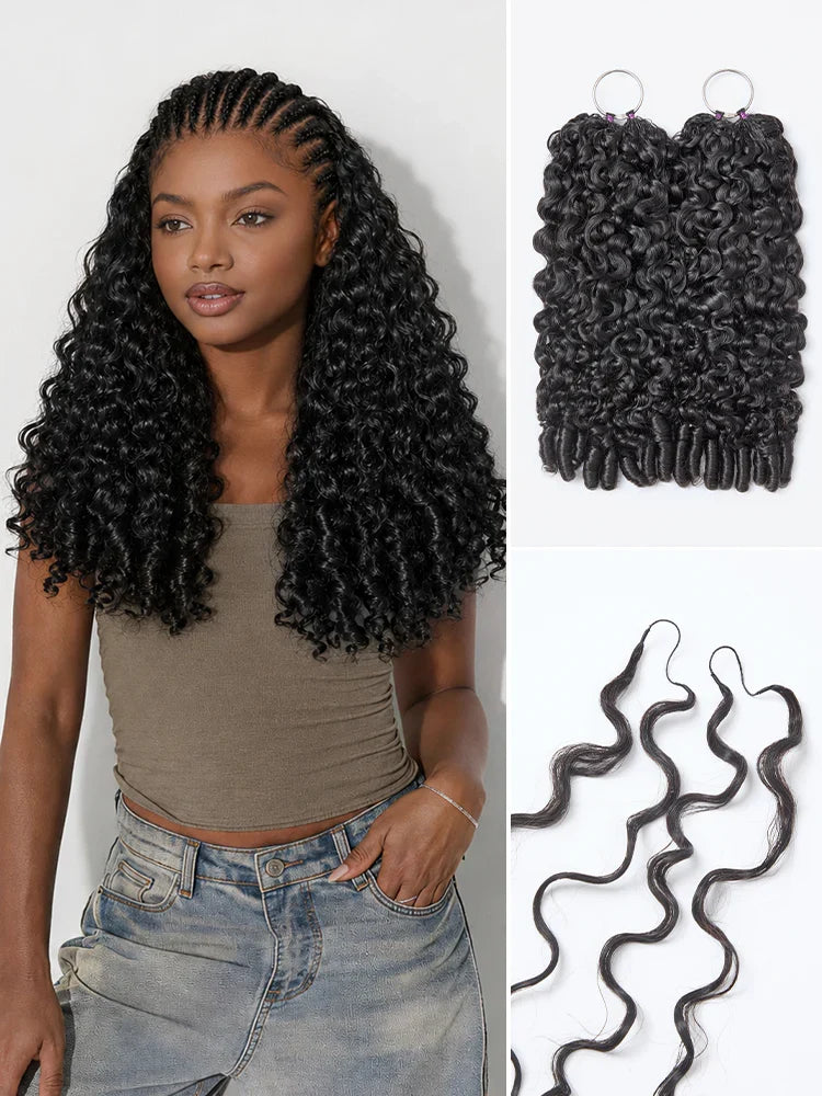 Readitress™ Pre-Separated Feather Crochet Human Hair for Miracle Knots Boho Braids | Deep Wave. Burmese Curly Protective Style (Free Gifts Included)  - US Only