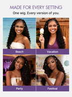 Boho Fulani Braids Water Wave 13x4 Frontal Lace Wig Pre-cut Lace Human Hair