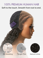 Boho Fulani Braids Water Wave 13x4 Frontal Lace Wig Pre-cut Lace Human Hair