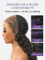 Boho Fulani Braids Water Wave 13x4 Frontal Lace Wig Pre-cut Lace Human Hair