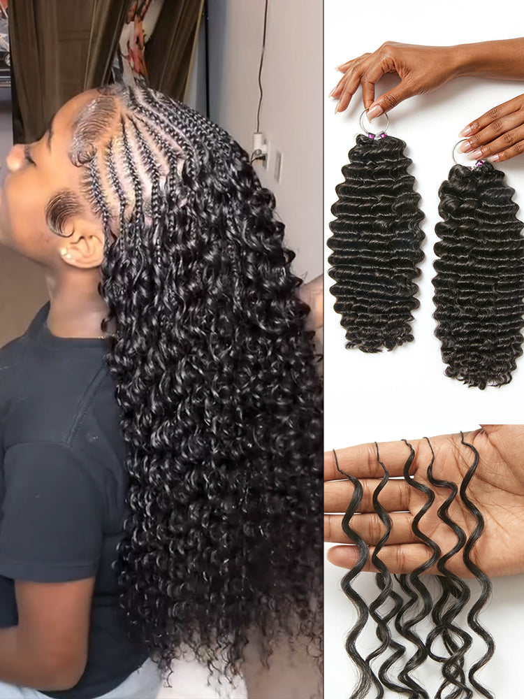 Readitress™ Pre-Separated Feather Crochet Human Hair for Miracle Knots Boho Braids | Deep Wave. Burmese Curly Protective Style (Free Gifts Included)  - US Only