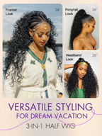 Luvme Too Easy Texture™ 3-In-1 Half Wig 180% Density Water Wave Glueless Flexi-Fit Drawstring Wig