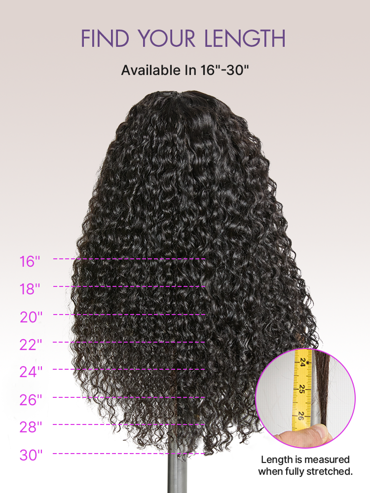 PreMax 180% Density Water Wave Glueless Flexi-Fit Drawstring 13x4 Frontal Lace Fluffy Curly Pre-Cut Lace Wig. 360-Like Design Allows Ponytail & Updo