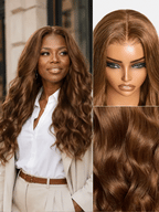 All Day Curl Hold Honey Chestnut Brown 180% Density Loose Wave 7x6 Closure HD Lace Glueless Wig Pre-Cut Lace